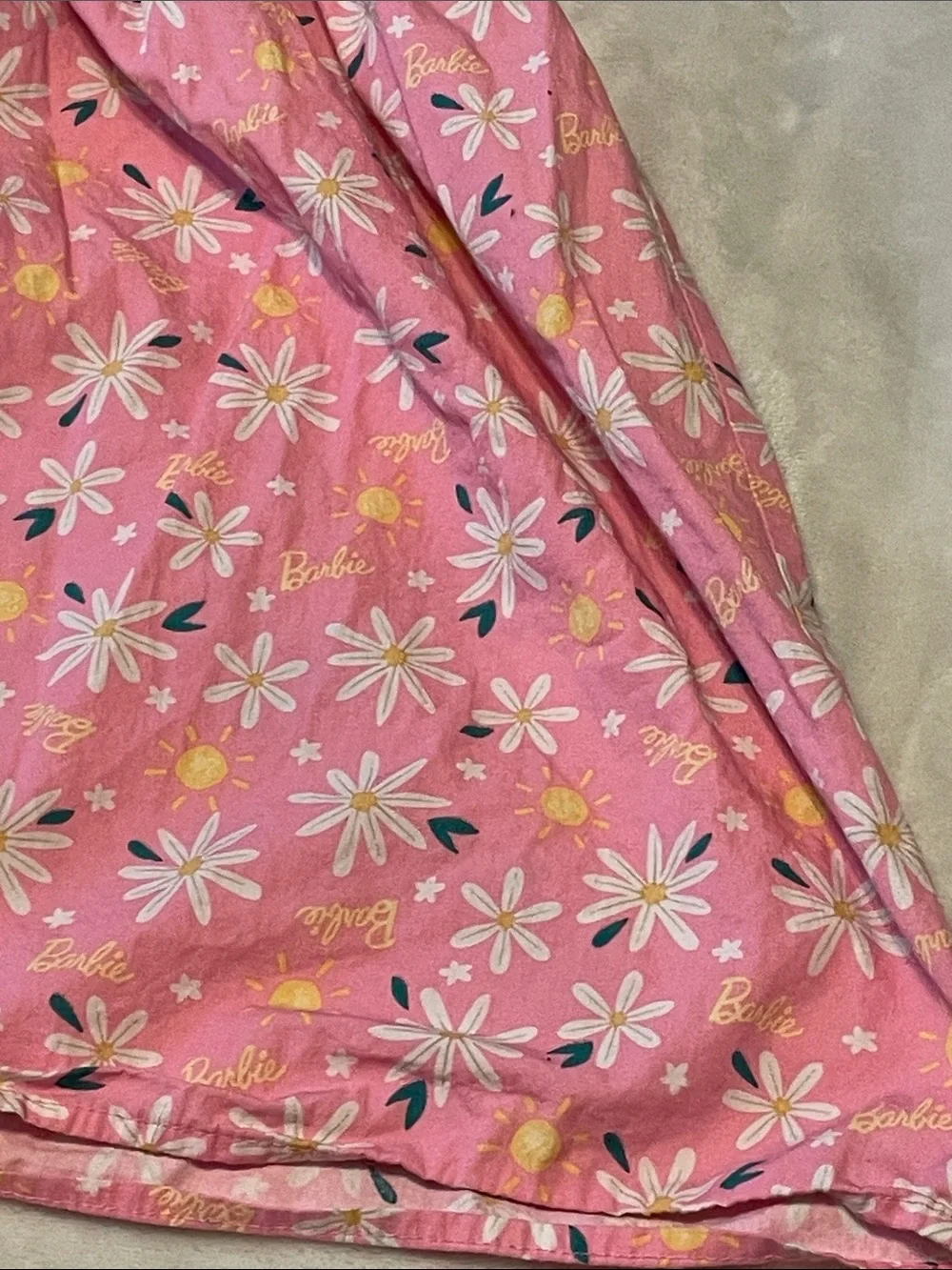 Barbie Pink Floral Puff-Sleeve Sundress *** has some spots as shown not visible